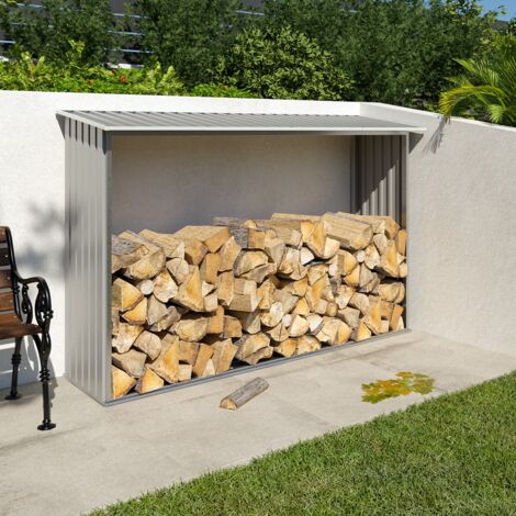 TRIGANO Abri à bûches métal gris 2 à 3 stères