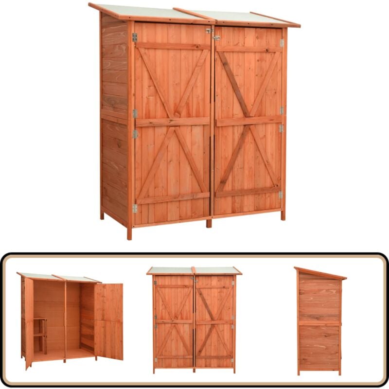 Abri à outils de jardin 136x75x160 cm Bois de sapin massif - Abri De Jardin - Abri De Jardin Bois - Rangement Exterieur - Outillage - Outillage De