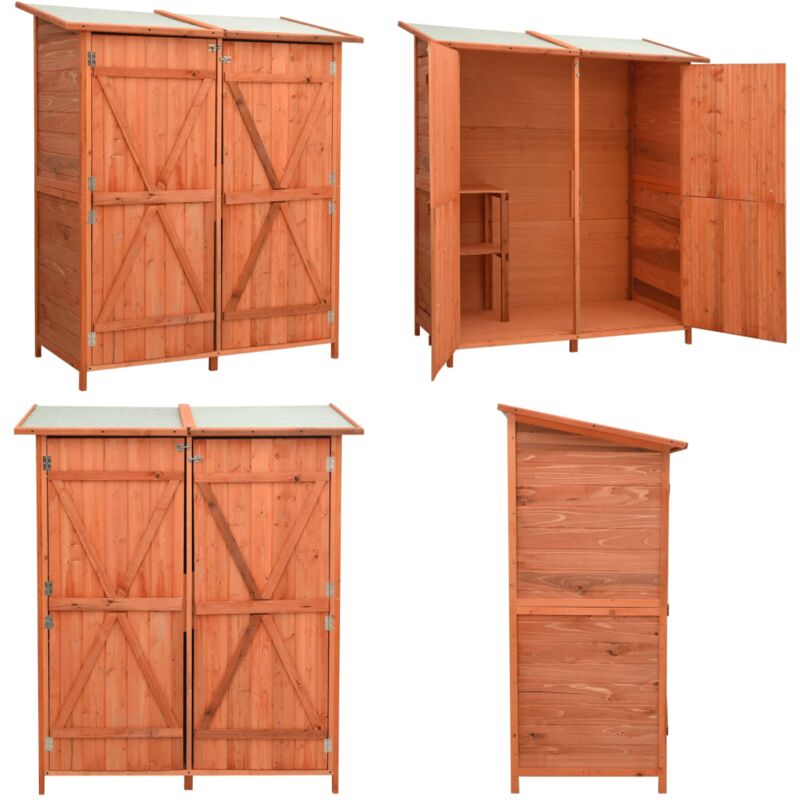 Abri à outils de jardin 136x75x160 cm Bois de sapin massif - Abri De Jardin - Abri De Jardin Bois - Rangement Exterieur - Outillage - Outillage De