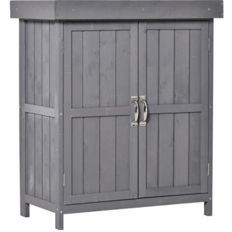 Abri à outils de jardin, Abri à outils de jardin de jardin, résistant aux intempéries, avec prateleiras de dois níveis, gris-escuro, 74x43x88 cm, meuble extérieur, design moderne