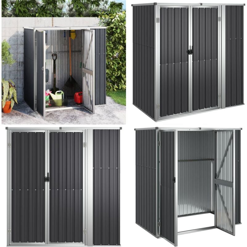Abri à outils de jardin anthracite 161x89x161cm acier galvanisé - Abri De Jardin - Abri Outil - Rangement Jardin - Cabane Jardin - Atelier Exterieur