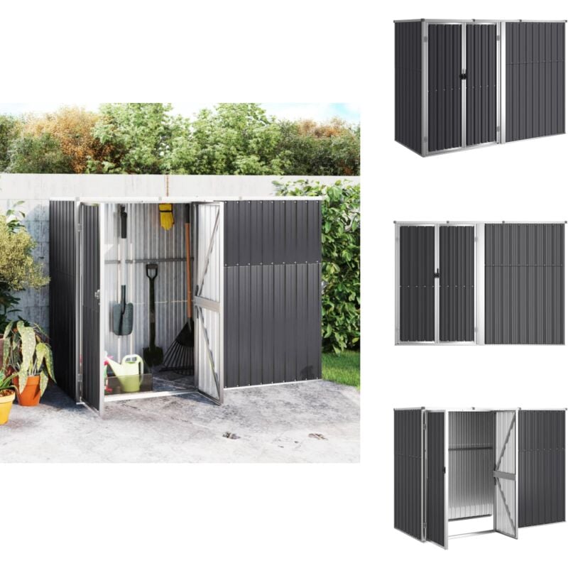 Abri à outils de jardin anthracite 225x89x161cm acier galvanisé - Abri De Jardin - Abri Outil - Rangement Jardin - Cabane Jardin - Atelier Exterieur