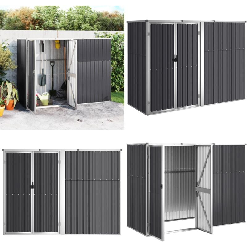 Abri à outils de jardin anthracite 225x89x161cm acier galvanisé - Abri De Jardin - Abri Outil - Rangement Jardin - Cabane Jardin - Atelier Exterieur
