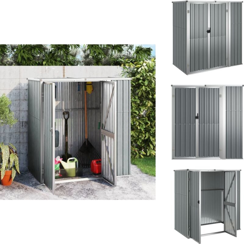 Abri à outils de jardin Gris 161x89x161 cm Acier galvanisé - Abri De Jardin - Abri Outil - Rangement Jardin - Cabane Jardin - Atelier Exterieur