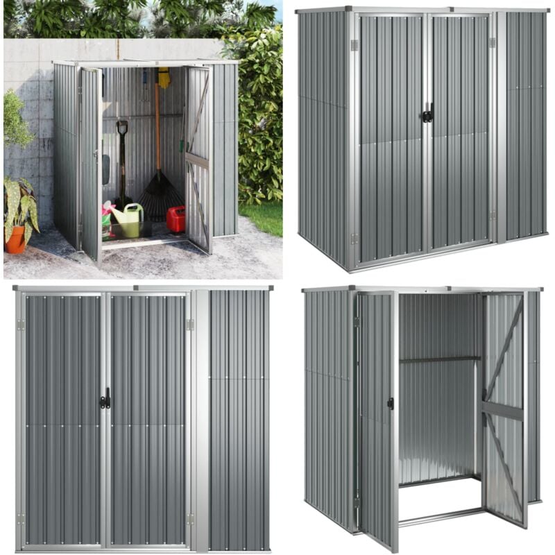 Abri à outils de jardin Gris 161x89x161 cm Acier galvanisé - Abri De Jardin - Abri Outil - Rangement Jardin - Cabane Jardin - Atelier Exterieur