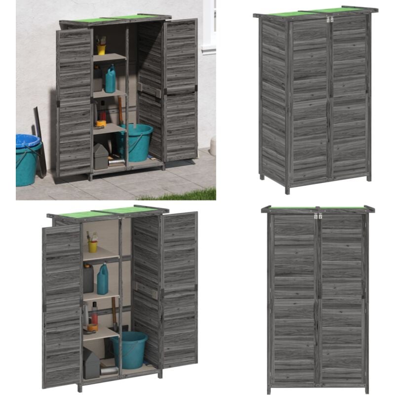 Abri à outils de jardin gris 83x57x140 cm bois massif pin - Abri De Jardin - Abri Outil - Rangement Jardin - Cabane Jardin - Stockage Outils - Home &
