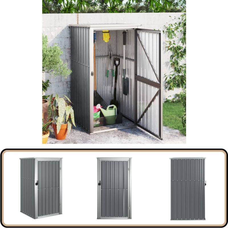 Abri à outils de jardin gris 88x89x161 cm acier galvanisé - Abri De Jardin - Abri Outil - Rangement Jardin - Cabane Jardin - Atelier Exterieur