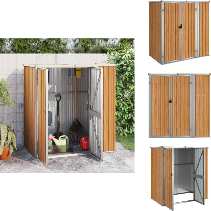 Abri à outils de jardin marron 161x89x161 cm acier galvanisé - Abri De Jardin - Abri Outil - Rangement Jardin - Cabane Jardin - Atelier Exterieur