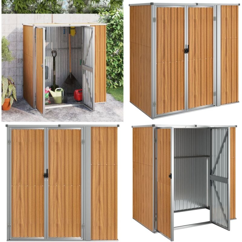 Abri à outils de jardin marron 161x89x161 cm acier galvanisé - Abri De Jardin - Abri Outil - Rangement Jardin - Cabane Jardin - Atelier Exterieur