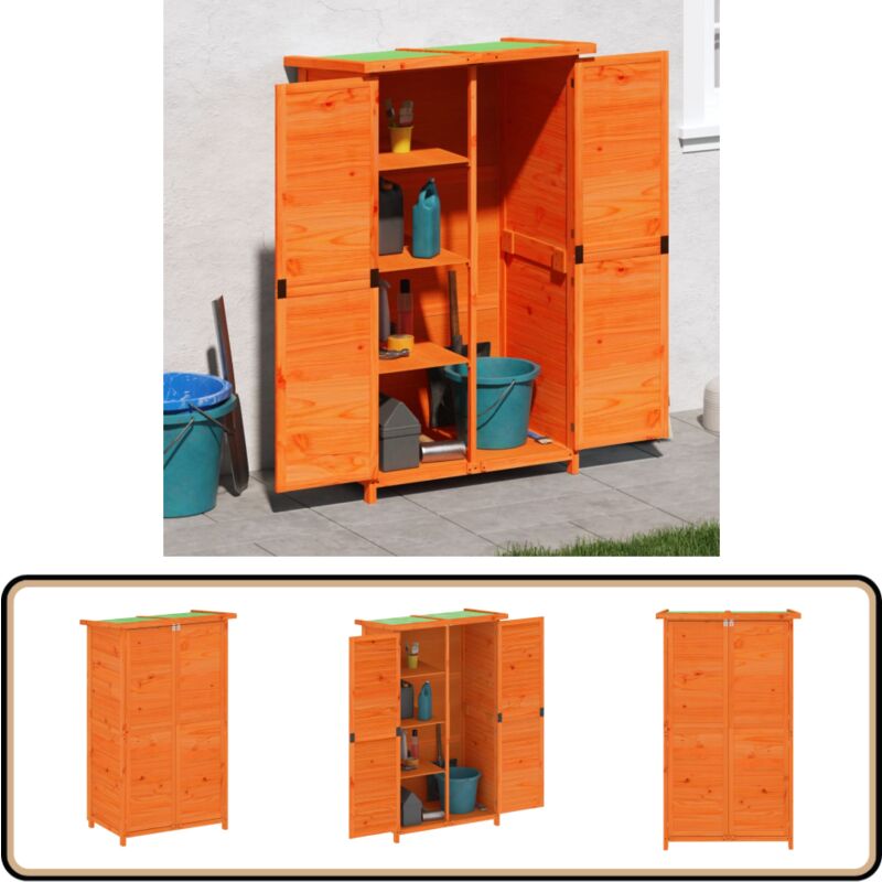 Abri à outils de jardin marron 83x57x140 cm bois massif pin - Abri De Jardin - Cabane De Jardin - Rangement Exterieur - Outillage - Stockage Jardin
