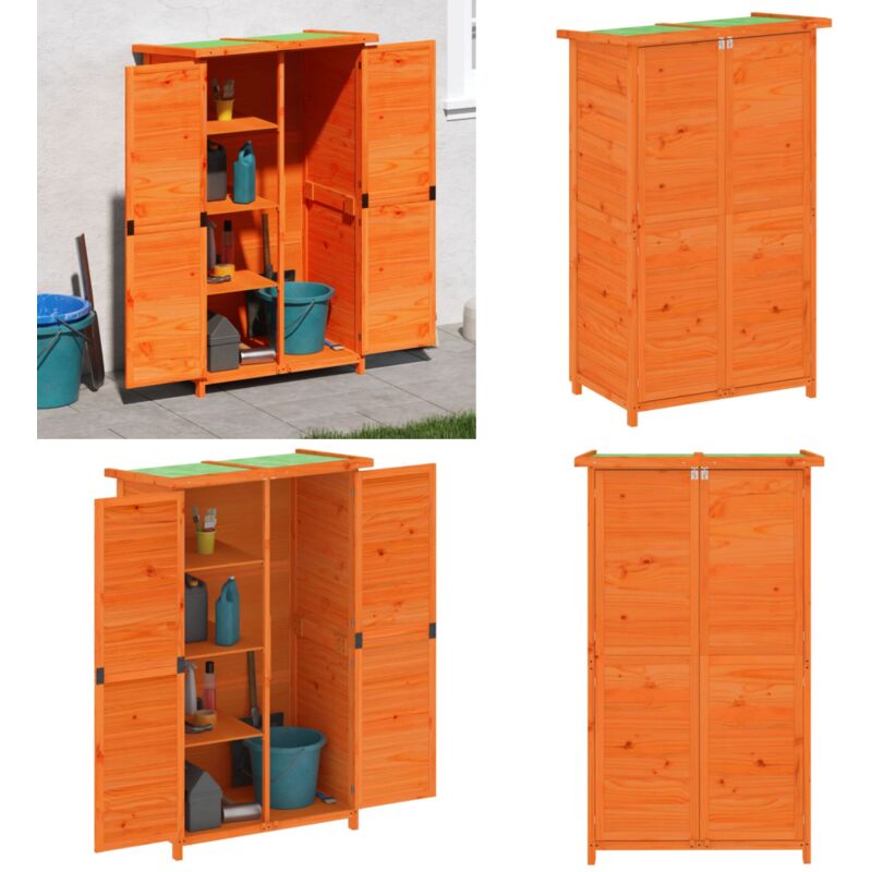 Abri à outils de jardin marron 83x57x140 cm bois massif pin - Abri De Jardin - Cabane De Jardin - Rangement Exterieur - Outillage - Stockage Jardin