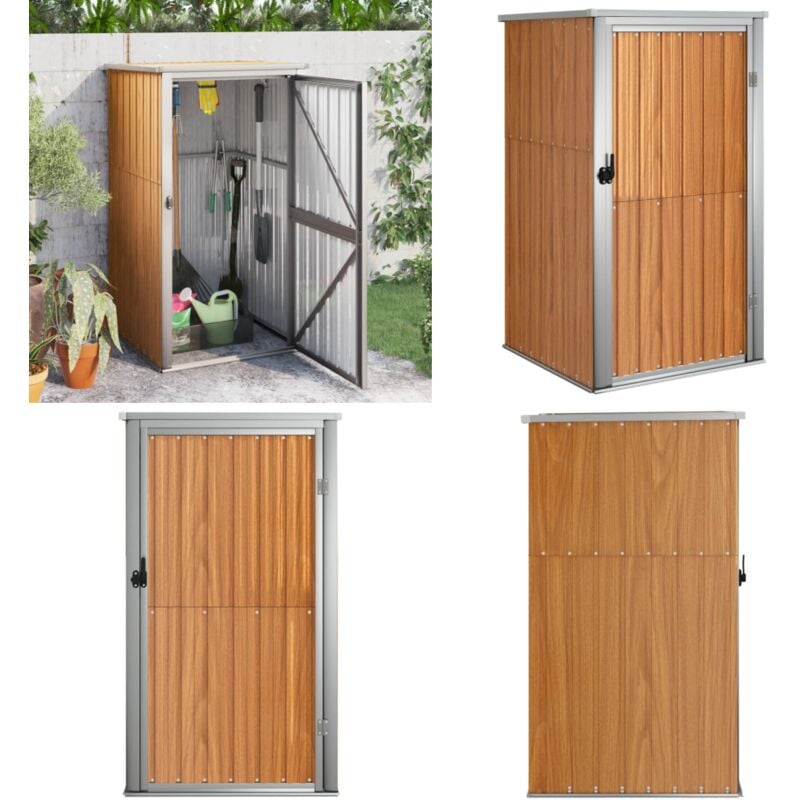 Abri à outils de jardin marron 88x89x161 cm acier galvanisé - Abri De Jardin - Abri Outil - Rangement Jardin - Cabane Jardin - Atelier Exterieur