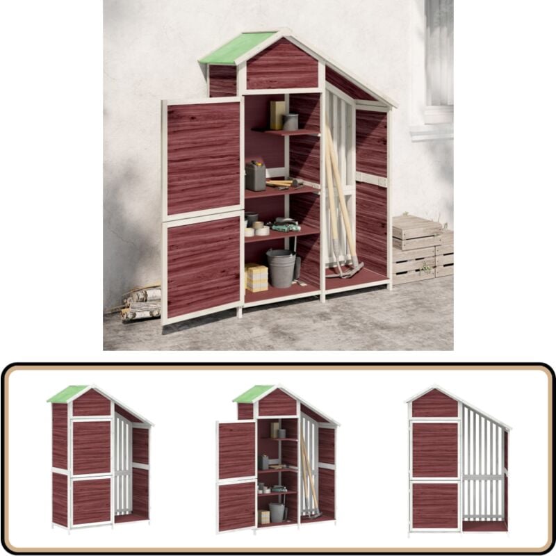 Abri à outils de jardin moka 120x53,5x170 cm bois massif pin - Abri De Jardin - Cabane De Jardin - Rangement Extérieur - Outillage De Jardin