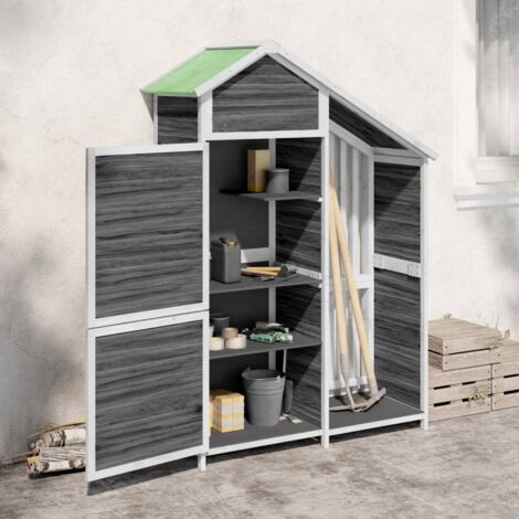 Abri à outils de jardin-Remise Cabane pour outils gris 120x53,5x170 cm bois massif pin