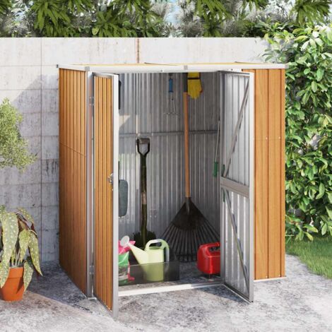 Abri à outils de jardin-Remise Cabane pour outils marron 161x89x161 cm acier galvanisé
