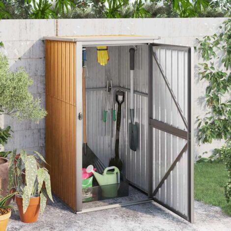 Abri à outils de jardin-Remise Cabane pour outils marron 88x89x161 cm acier galvanisé
