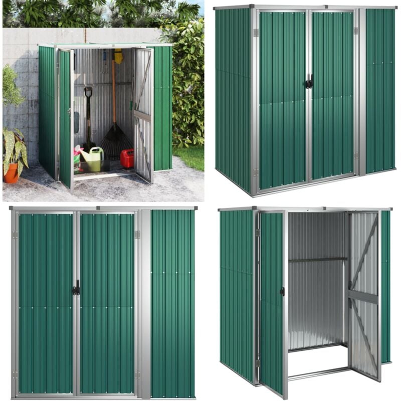 Abri à outils de jardin vert 161x89x161 cm acier galvanisé - Abri De Jardin - Abri Outil - Rangement Jardin - Cabane Jardin - Atelier Exterieur
