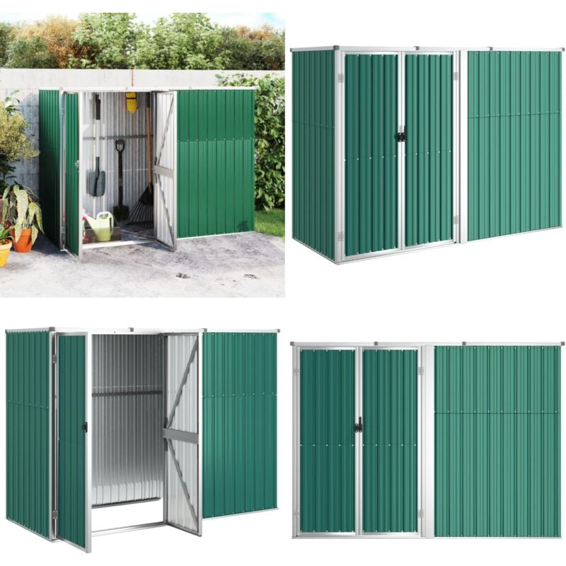 Abri à outils de jardin Vert 225x89x161 cm Acier galvanisé - Abri De Jardin - Abri Outil - Rangement Jardin - Cabane Jardin - Atelier Exterieur