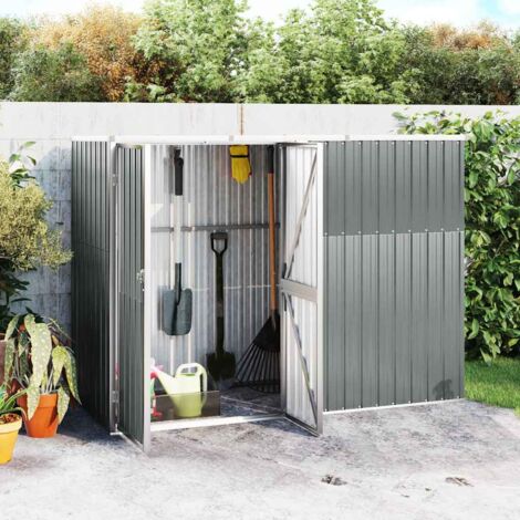 Abri à outils de jardin,Cabane à Outils Remise de Jardin pour Stockage Gris 225x89x161 cm Acier galvanisé - FR40636