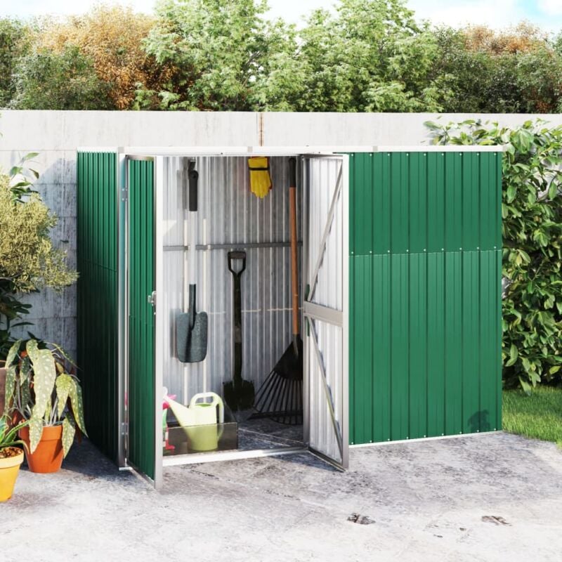 Design In - Abri à outils de jardin,Remise Cabane pour outils, Stockage Rangement Extérieur Vert 225x89x161 cm Acier galvanisé CFW78392