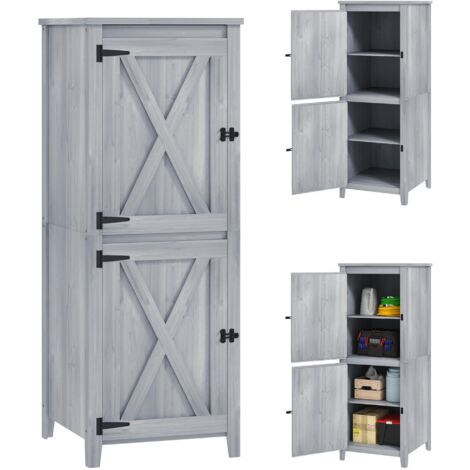 Abri à outils en bois, abri de jardin compact avec porte verrouillable, gris clair, pour ranger outils et matériel de jardinage.