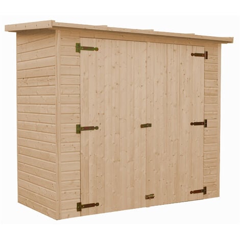 Abri à outils en bois Naturel - Stockage extérieur sans fenêtres H194x123x223 cm/2,1 m² hangar en bois naturel - Atelier rangement outils - TIMBELA M348