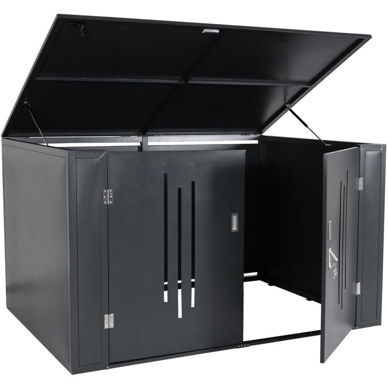 Décoshop26 - Abri à vélos avec couvercle verrouillable rangement jardin 121x202x150 cm en métal anthracite 040006970