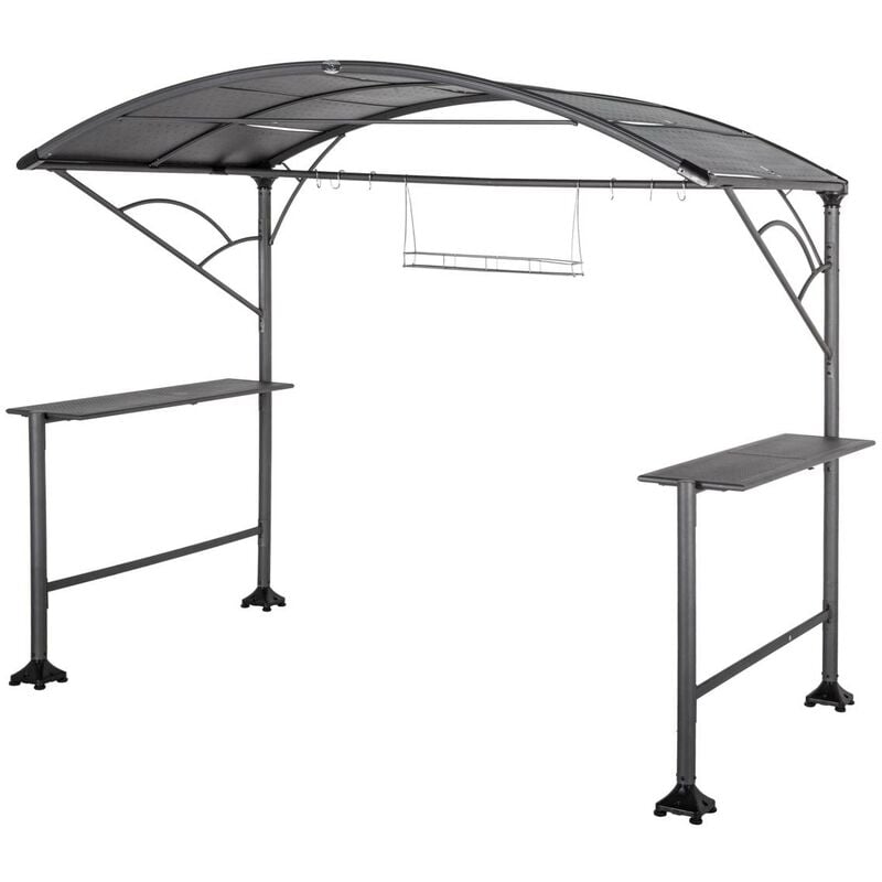 Abri à barbecue Neiba graphite 2,96x1,5m en acier traité époxy - Hespéride