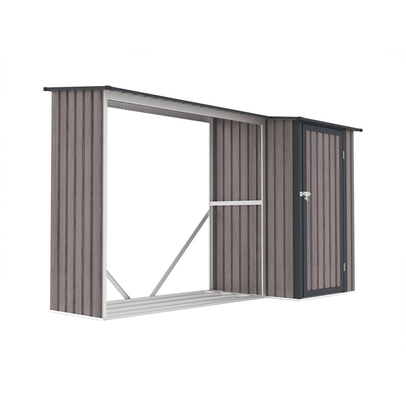 Kaminholzregal aus verzinktem Stahl mit Holzeffekt - 2,5 rm- 3,49 m3 - 282 x 109 x 168 cm - DORWOOD