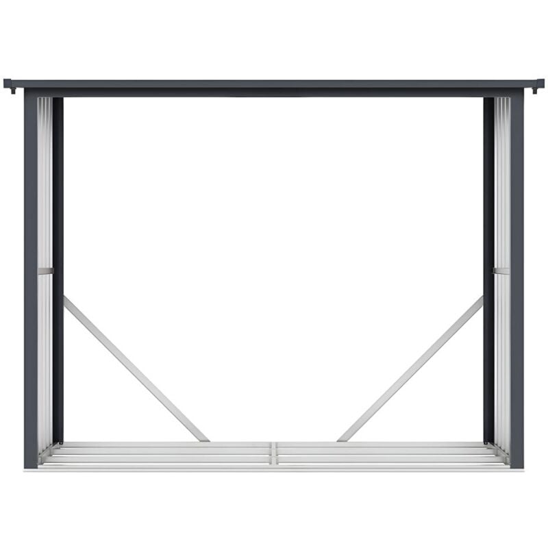Vente-unique - Abri bûches métal en acier galvanisé effet bois 3,27 m3 - 4 stères - L242 x P89 x H190 cm - winwood