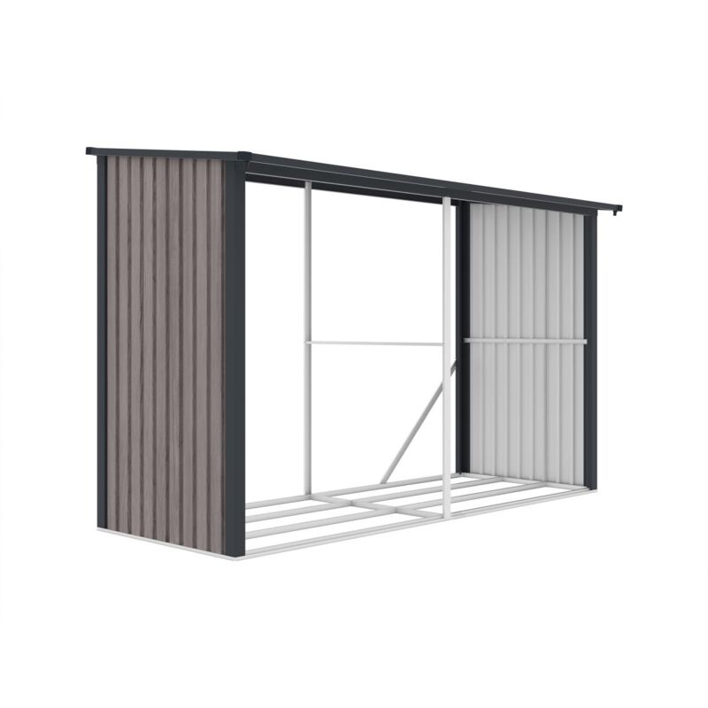 Vente-unique - Abri bûches métal en acier galvanisé effet bois 5,78 m3 - 8 stères - L302 x P119 x H190cm - varwood