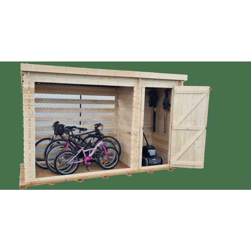 Salone Srl - Abri bûcher Habrita Foresta RB3312 mono pente 4m2 madriers 20mm épicéa massif sans plancher