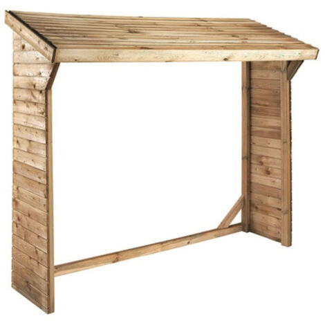 Cerland – Abri à bûches en bois traité 220x75,5x183 cm – Capacité 2,5 m³ – Pour stockage bois de chauffage – Installation contre mur