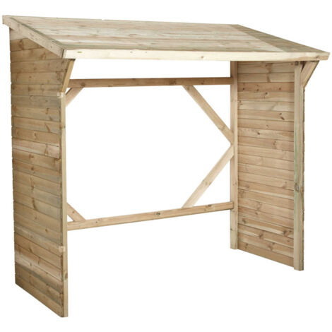 Cerland – Abri à bûches en bois 221 x 114,5 x 203 cm – Volume 3 m3 – Toit en feutre bitumeux – Traité autoclave classe 3 - BOIS 203 X