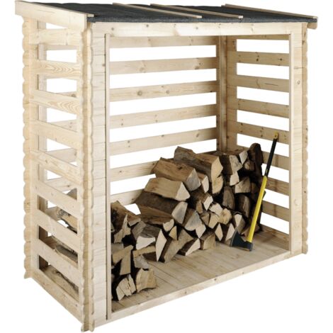 Cerland – Abri à bûches extérieur avec plancher – Dimensions 234x125x181 cm – Capacité 3,5 m³ – Ouverture avant – Bois et toile bitumée