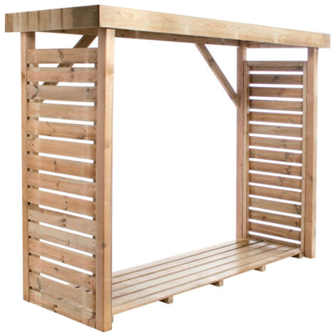 Cerland – Abri à bûches en pin sylvestre traité autoclave classe 3 – Dimensions 238,5x89,5x183 cm – Volume 2,8 m³ – Pour protection bois extérieur