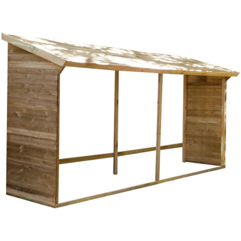 Cerland – Abri à bûches en bois traité autoclave 410 x 114 x 203 cm – Capacité 10 stères – Protection contre intempéries – Pour bûches de 33 cm - BOIS 203 X