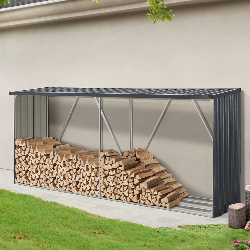 Abri-bûches couvert Kalmar 352 x 80 x 152 cm anthracite Casa.pro