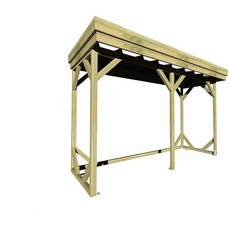ABRI Bûches en Bois - 4,1m2 - 3,15x1,31m - Pin Sylvestre traité Autoclave - Surface Int : 2,8m2 4 stères