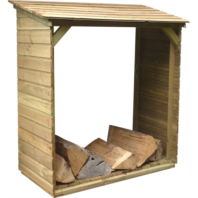 Abri bûches en bois avec plancher Tim 120 x 60 x 140 cm - Naturel