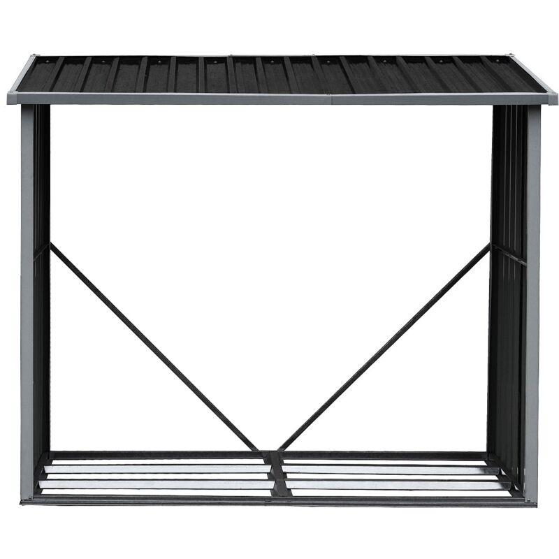 Kaminholzregal - Metall aus verzinktem Stahl - 2,23 m3 - 2 rm - 182 x 83 x 148cm - DERWOOD