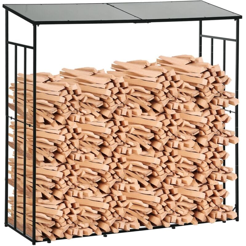 Outsunny - Abri-bûches pour bois de chauffage stockage extérieur du bois en métal et polycarbonate 185 x 67 x 185 cm noir