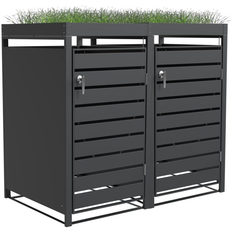 Abri cache poubelle double - 2x240L avec jardinière