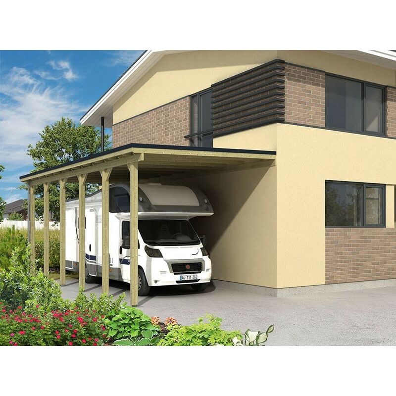 Direct Abris - Abri Camping Car arizona - 1 Vehicule - 363 x 858 - Abris Voiture - Feutre Bitumeux sur les Voliges - Bandeau de Finition - Toit Plat