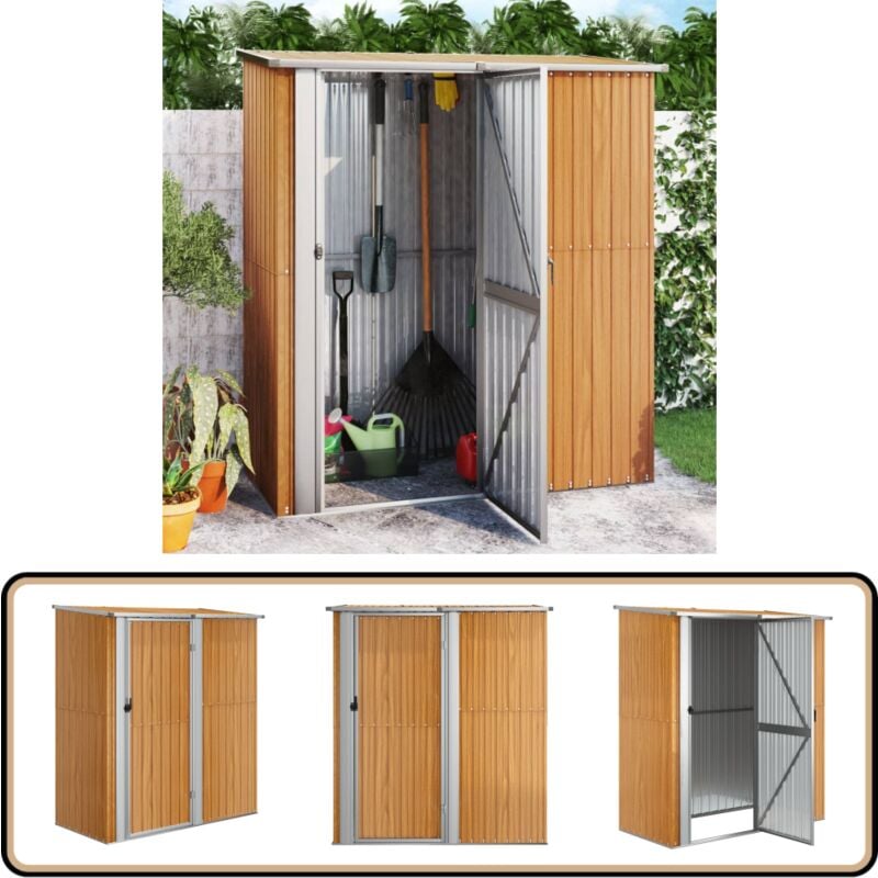 Abri de jardin 180,5x97x209,5 cm acier galvanisé aspect bois - Abri De Jardin - Abri Extérieur - Rangement Extérieur - Outillage - Stockage