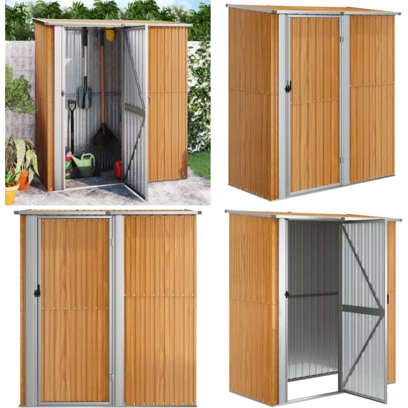 Abri de jardin 180,5x97x209,5 cm acier galvanisé aspect bois - Abri De Jardin - Abri Extérieur - Rangement Extérieur - Outillage - Stockage - Home &