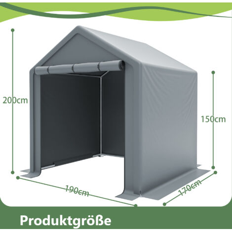 Abri de jardin 190x170x200cm gris foncé,multi-fonction garage à vélo,abri à outils et tente de rangement extérieure.