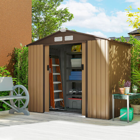 Abri de jardin 2.5 m² - remise pour outils avec kit de fondation - cabanon porte verrouillable - tôle d'acier kaki