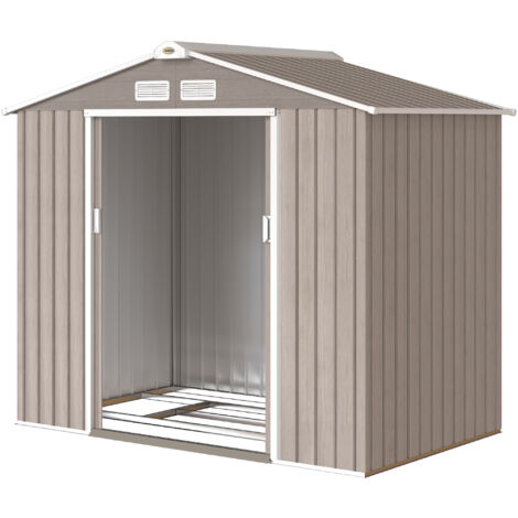 Abri de jardin 2,77 m² - Remise outils avec fondation - cabanon à porte verrouillable - tôle acier marron clair