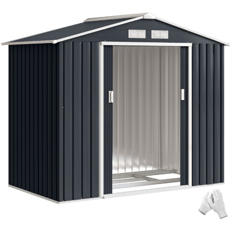 Abri de Jardin 2,77 m² - Remise pour Outils avec Fondation - cabanon Porte verrouillable - tôle d'acier Gris